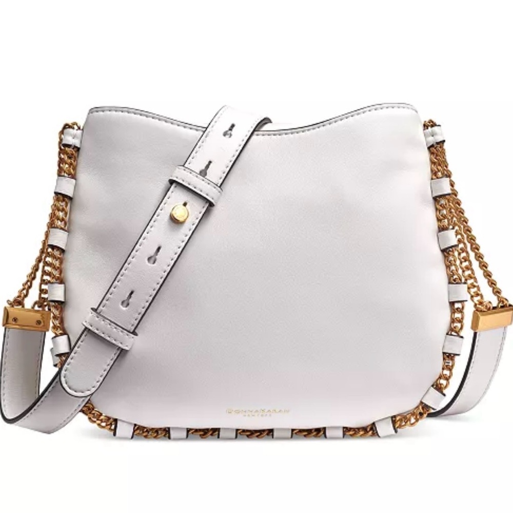 Donna Karan White Crossbody Bag with Gold Accents
